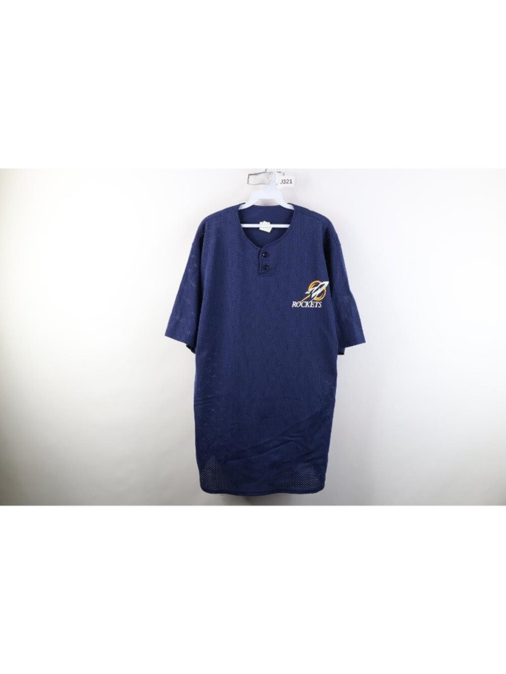 Vintage 90s Mens 2XL Spell Out University of Toledo Baseball Jersey Blue Mesh